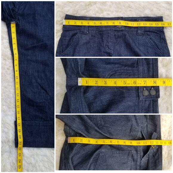 Cinch Buckle Back Capri Jeans NY & Co Size 6 Stretch Dark Stretch Denim Crop - Picture 5 of 8